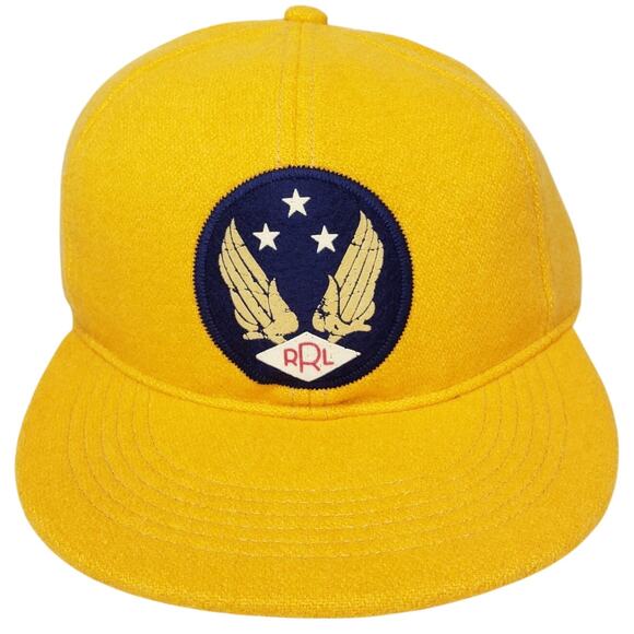 NWT DOUBLE RL RRL RALPH LAUREN Winged Logo Wool Blend Felt Ball Cap Gold/ Yellow - Picture 1 of 10